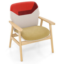 Moderner Lounge-Sessel mit Gestell und Kissen aus Gummibaumholz