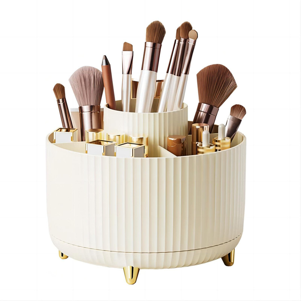 Dasiton Large Capacity Makeup Brush Holder,360 Rotating Makeup Organiser,5 Slot Makeup Brushes Cup,For Vanity Decor,Bathroom Countertops,Desk