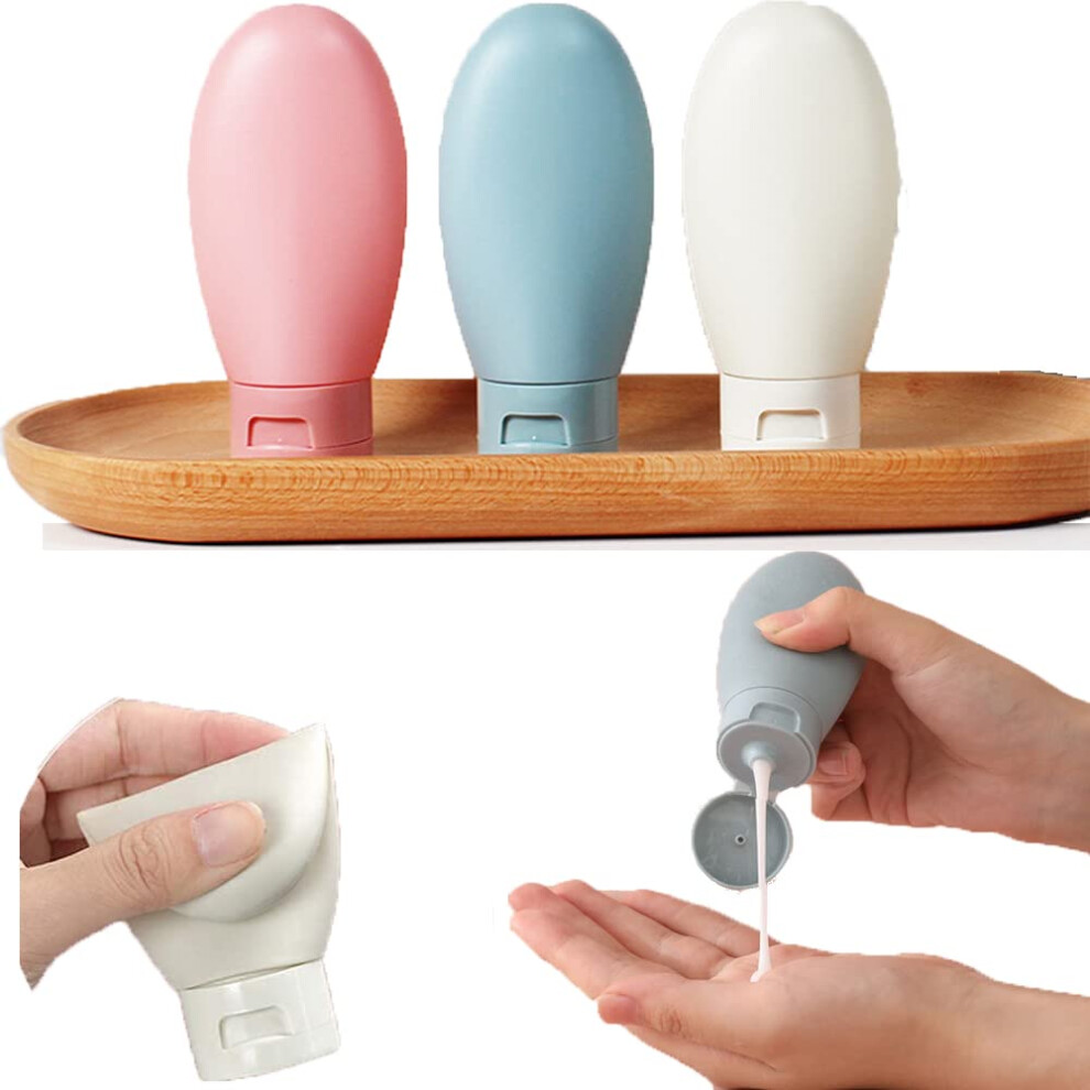 Ddup 3 Pcs Travel Bottles Set,60Ml Travel Bottles & Containers,Small Mini Empty Plastic Squeeze Bottles For Travel Toiletries,Shampoo And Conditioner