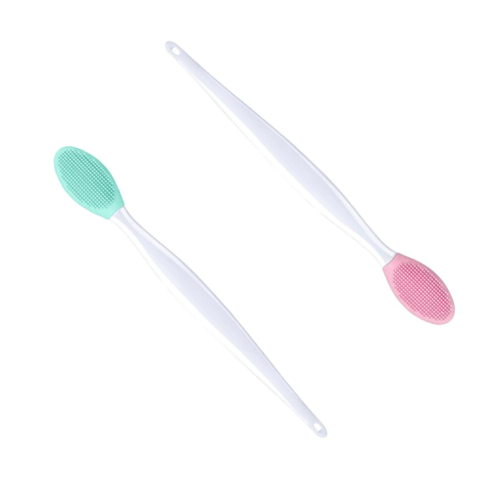 Lmyzcbzl Silicone Exfoliating Lip Brush, 2 Pcs Double-Sided Soft Lip Brush, Nose Blackhead Clean Lip Scrubber Tool, Double-Sided Lip Scrub Brushes