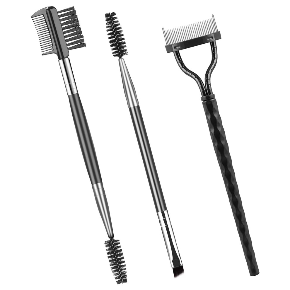 Glanzend Eyebrow Brush Eyelash Separator Brow Comb & Lash Spoolie Professional Eye Makeup Tools (3 Pieces Set)