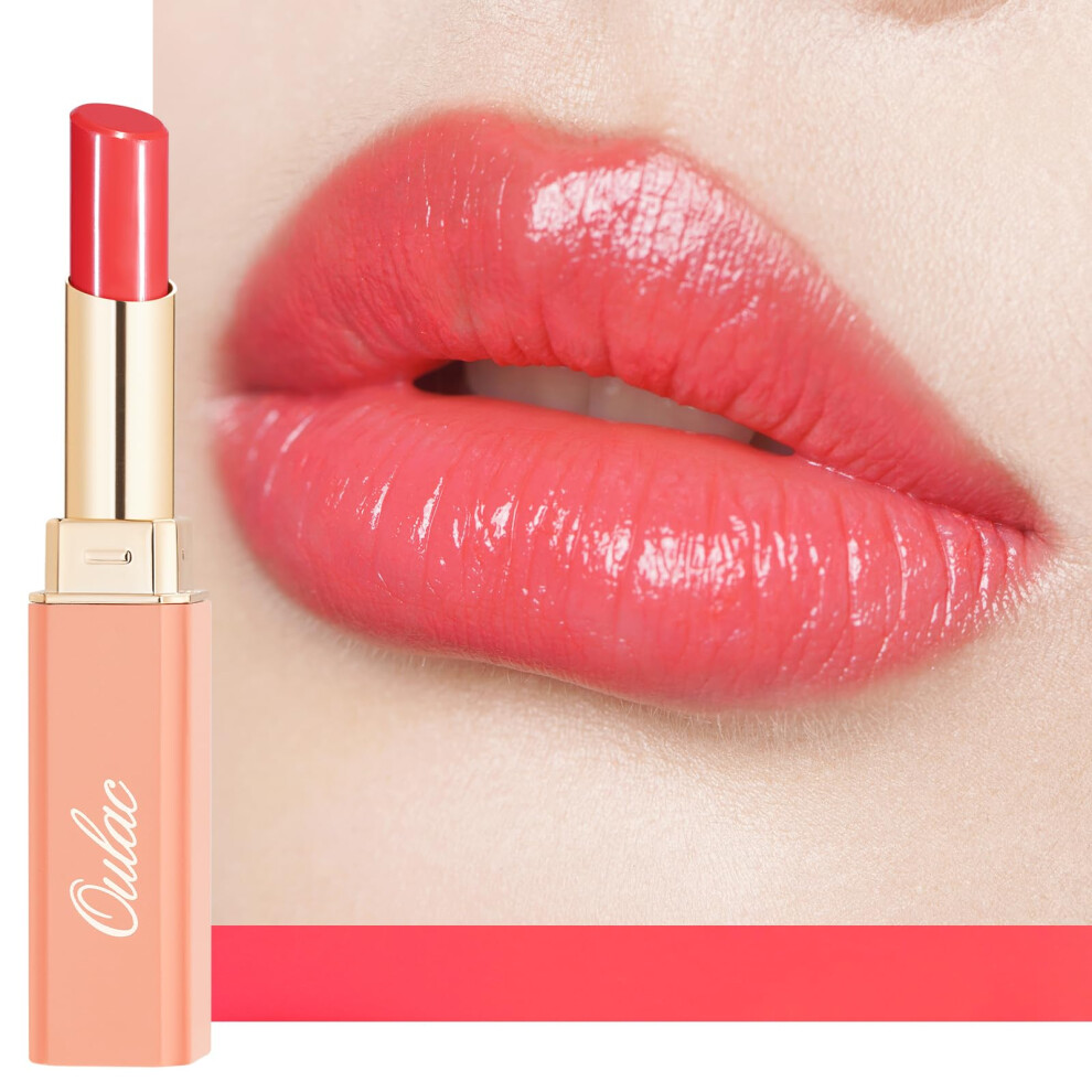 Oulac Pink Watermelon Lipstick - Moisture Shine Hydrating Lipstick & Tinted Lip Balm For Dry Lips, Medium Coverage Lip Colour | Juicy Look