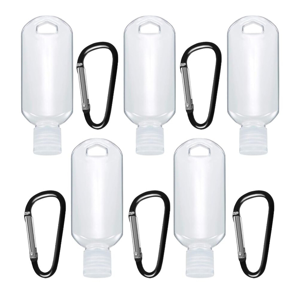 Enjoythink Mini Hand Sanitiser, Clear Portable Travel Bottles, 5Pcs 50Ml Refillable Travel Bottles, Hand Sanitiser With Clip, Hand Sanitizer Containers