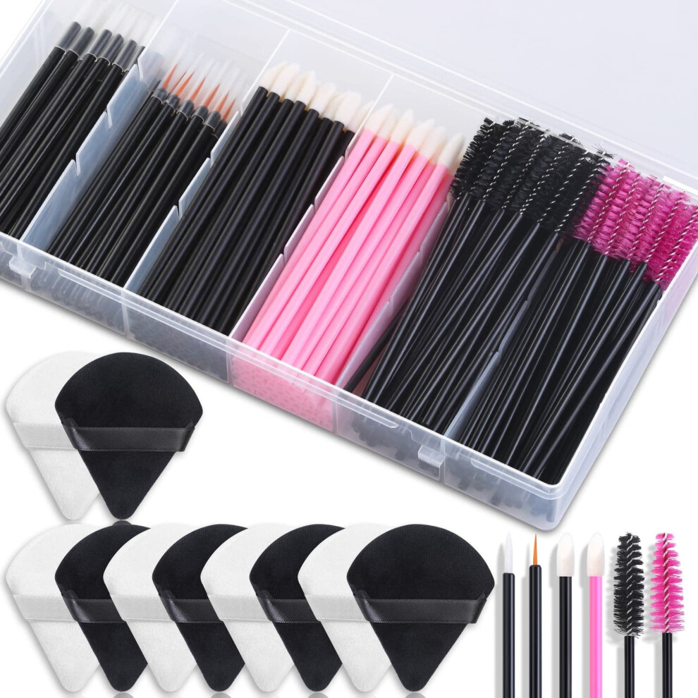 Shynek Disposable Makeup Accessories: Triangle Puffs, Mascara Wands, Lip Applicators, Liner Brushes - Tools For Makeup Artist Supplies