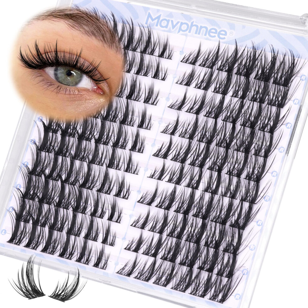 Mavphnee Manga Lash Clusters Spiky Cluster Eyelash Extensions Cat Eye Anime Individual Lashes Natural Lash Extension Clusters Wispy Eyelash Clusters 120 Pcs