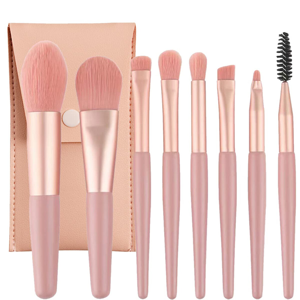Leikedun Professional Makeup Brushes Set Mini 8Pcs Portable Make Up Premium Kits With Pu Leather Bag Foundation Powder Cosmetic Brush Blush Blending