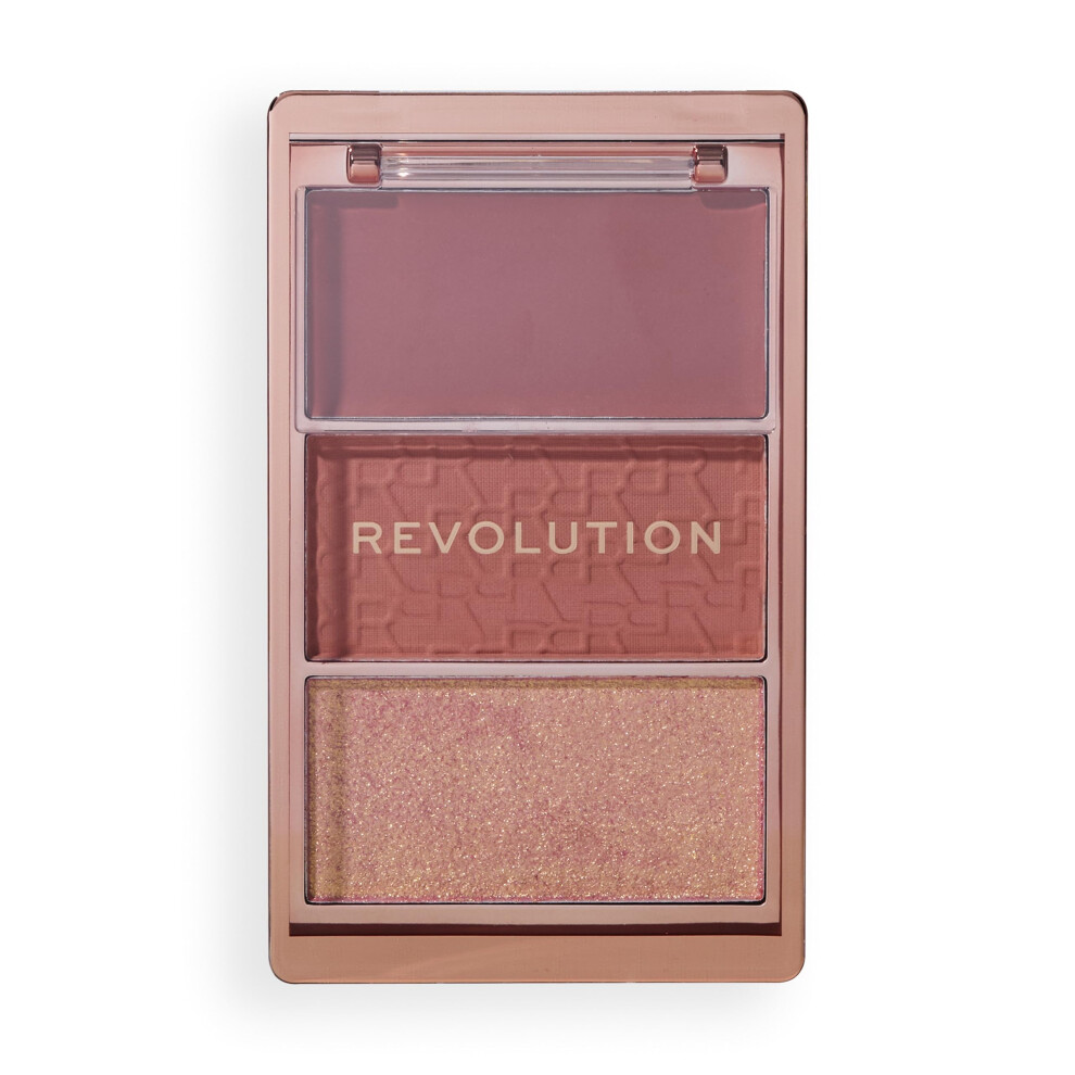 Revolution Beauty London Cream Revolution, Blush Icon Palette, & Pressed Powder Blusher, Highly Pigmented, Face Palette, Vegan & Cruelty-Free, 3 Shades, Aura Points Rose