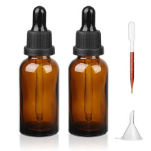 iulrtba Amber Glass Dropping Bottle with Glass Pipette, 2Pcs 50ml Dropper Bottles Refillable for Essential Oil Aromatherapy Blends