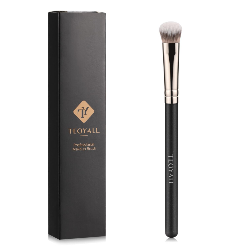 Teoyall Cream Under-Eye Concealer Brush, Small Flat Angled Synthetic Bristles Flawless Coverage Multitask Brush With Liquid