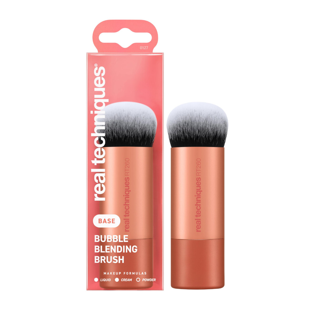 Real Techniques Bubble Blending Makeup Brush, Multipurpose Face Tool For Liquid, Cream, And Powder Products, With Unique Bubble Head