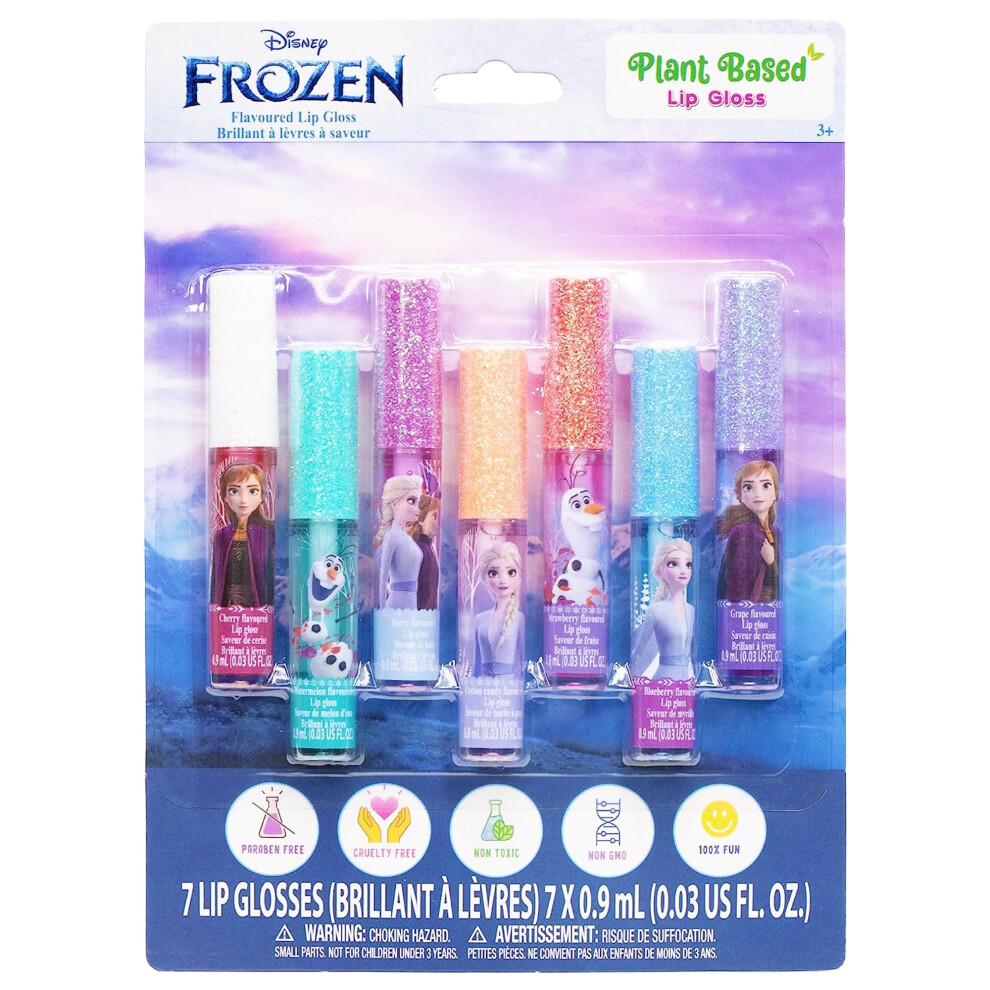 Townley Girl Disney Frozen 7 Piece Plant Based Lip Gloss, Girls Party Favors, First Makeup Set For Girl, Perfect For Parties, Sleepovers, And Birthday Gifts