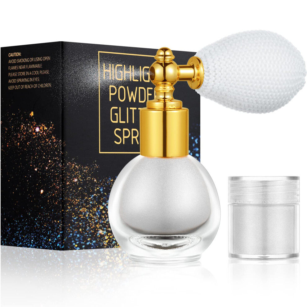 Aoowu Glitter Powder Spray, Shiny Body Glitter Spray For Women, Highlighter Loose Powder Spray, Shimmer Sparkle Powder Makeup Spray For Body, Hair