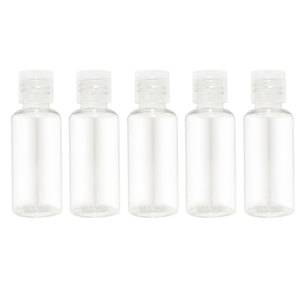 Qiruired 5 Pieces Flip Cap Bottles Plastic Empty Transparent Containers Bottle Refillable Squeeze For Travel Shampoo Cosmetic Lotion Toiletries (30Ml)