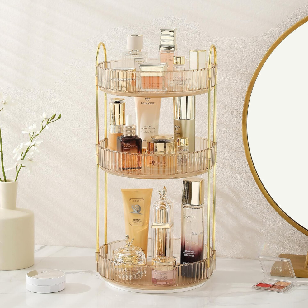 Mebiusyhc Rotating Makeup Organizer For Vanity, Large Skincare Make Up Storage Perfume Organizers For Bathroom Counter