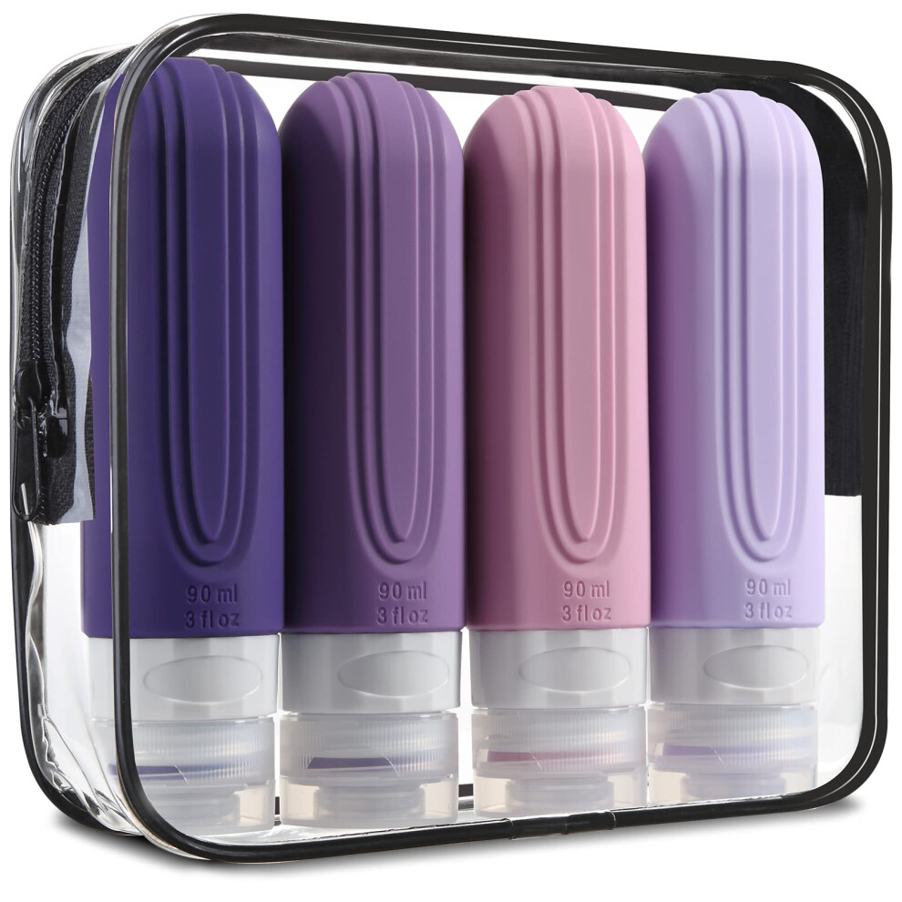 Mrsdry Travel Bottle For Toiletries, Leak Proof Silicone Travel Size 90Ml Bottles Refillable Containers For Liquid Shampoo