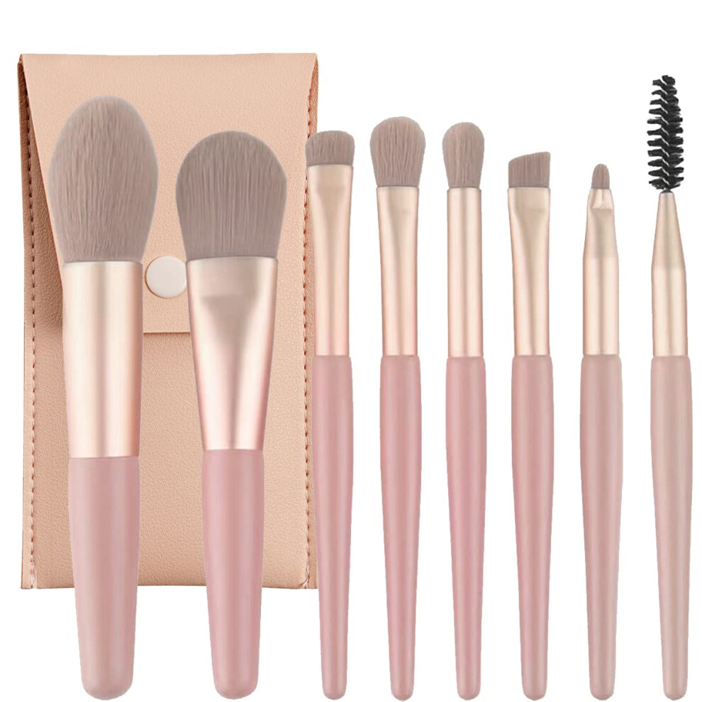 Leikedun Professional Makeup Brushes Set Mini Make Up Brushes 8Pcs Portable Make Up Set Premium Makeup Brushes Kits With Pu Leather Bag Foundation Powder