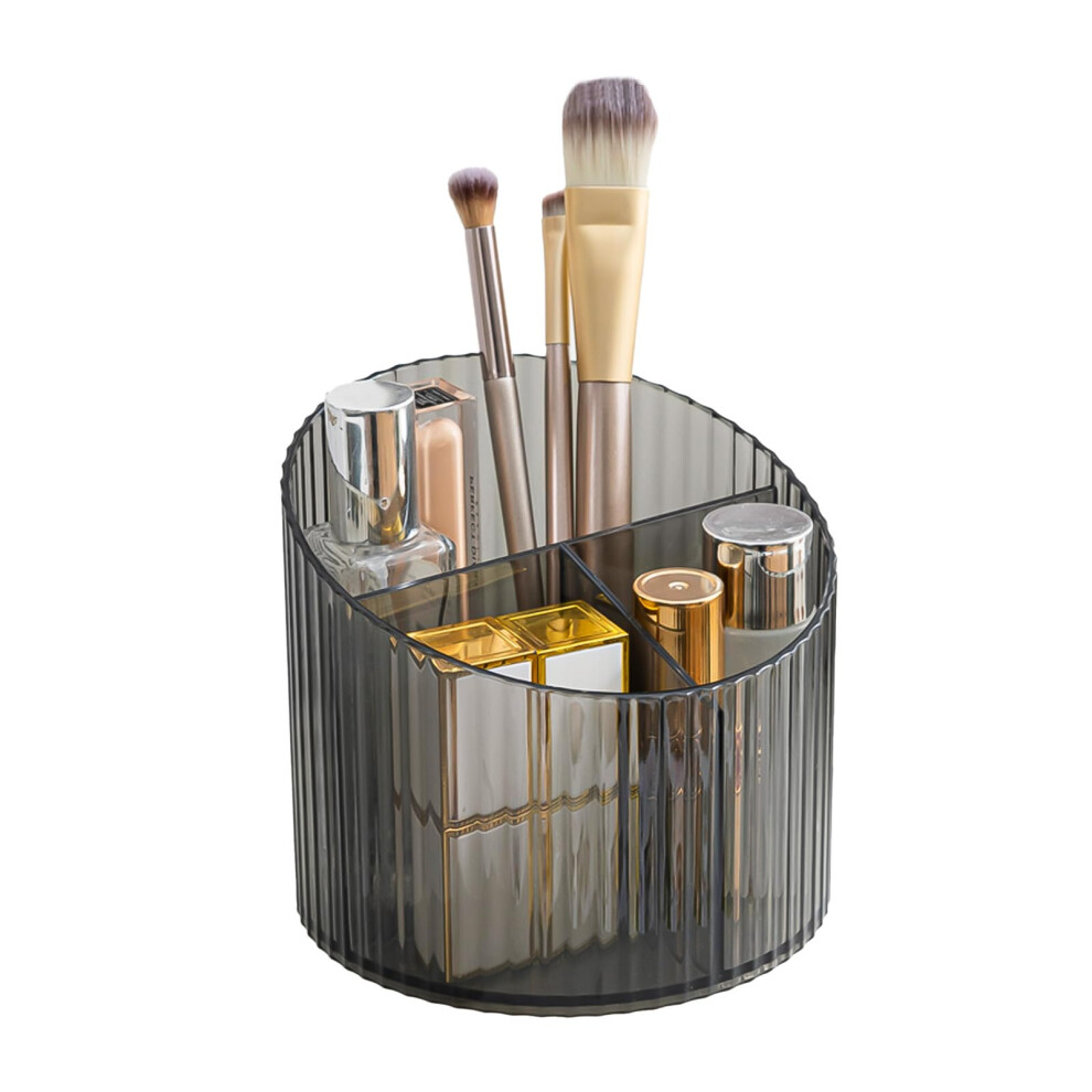Dasiton 3 Slots Makeup Brush Holder, Acrylic Makeup Brush Cup, Vintage Striped Make Up Brush Holder Organiser, Makeup And Skincare Storage For Vanity