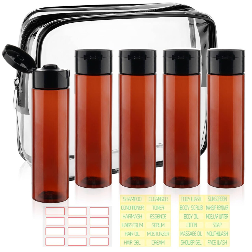 Decorniqu 5 Pack Travel Bottles For Toiletries 100Ml Leak Proof Travel Size Containers Wide Mouth Shampoo Bottles Tsa Approved Squeeze Bottles For