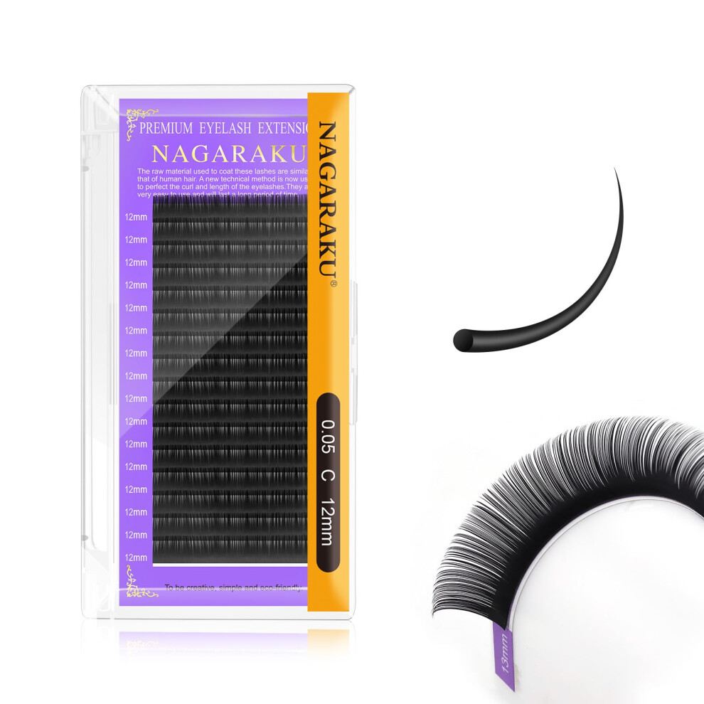 Nagaraku Extension Eyelash Supplies Classic 1:1 Lashes Individual Volume Lash Extensions Soft Single Eyelashes Natural Semi Permanent Eyelashes Matte