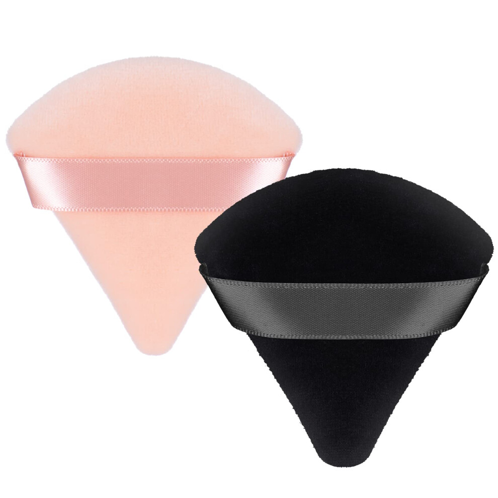 Patelai Black 2 Pcs Powder Puff Makeup Puff Triangle Soft Powder Sponge Reusable Triangle Sponges With Strap For Cosmetic Foundation Wet Dry Makeup(Black)