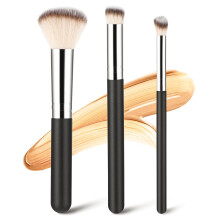 Amaxiu 3 Pcs Foundation Contour Brush Set - Foundation, Concealer & Blusher Kabuki Brushes for Blending, Sculpting, Highlighting, Mineral Makeup