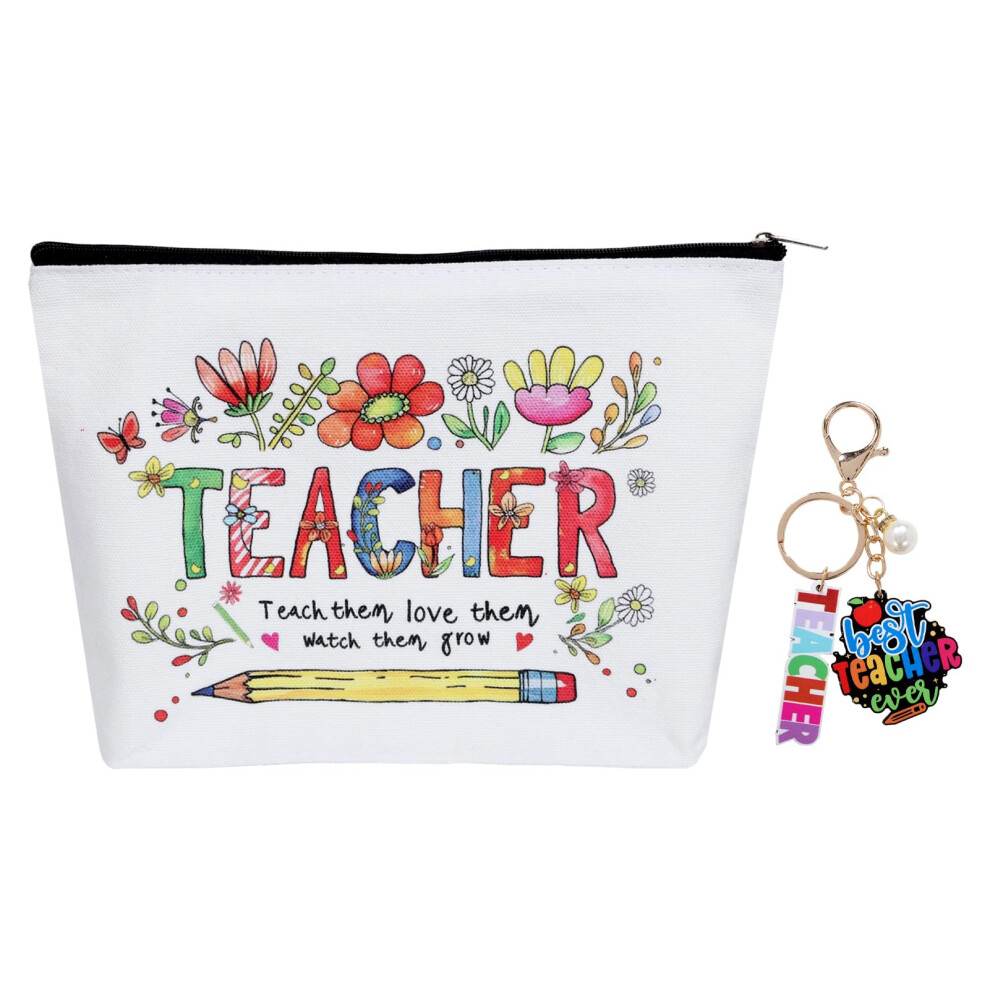 Amycute Teacher Appreciation Gifts For Women, Thank You Teacher Gifts - Makeup Bag And Keyring, Leaving Appreciation Presents From Students