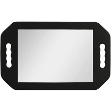 Hairdressing Foam Mirror with Double Handle - Black Handheld Lightweight Mirror for Barbers and Hair Salons - Back of Head Haircuts View