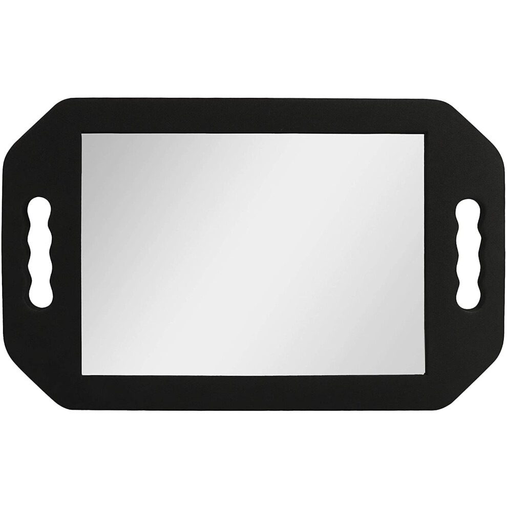 Barber Trade Black Hairdressing Foam Mirror With Double Handle - Handheld Lightweight Mirror For Barbers And Hair Salons - Back Of Head Haircuts View