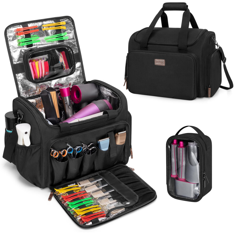 Bafaso Large Insulated Barber Case With A Semi Detachable Divider And 2 Removable Pouches, Barber Bag