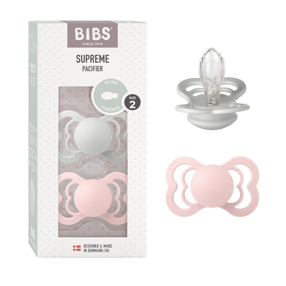 Bibs Supreme Silicone Size 2: 6+ Months Dummy Haze / Blossm 2 Pc - Image 2