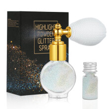AOOWU Glitter Spray - Shiny Body & Face Highlighter, Shimmer Sparkle Pearl Powder Makeup for Body, Hair, Clothing - Colorful Silver