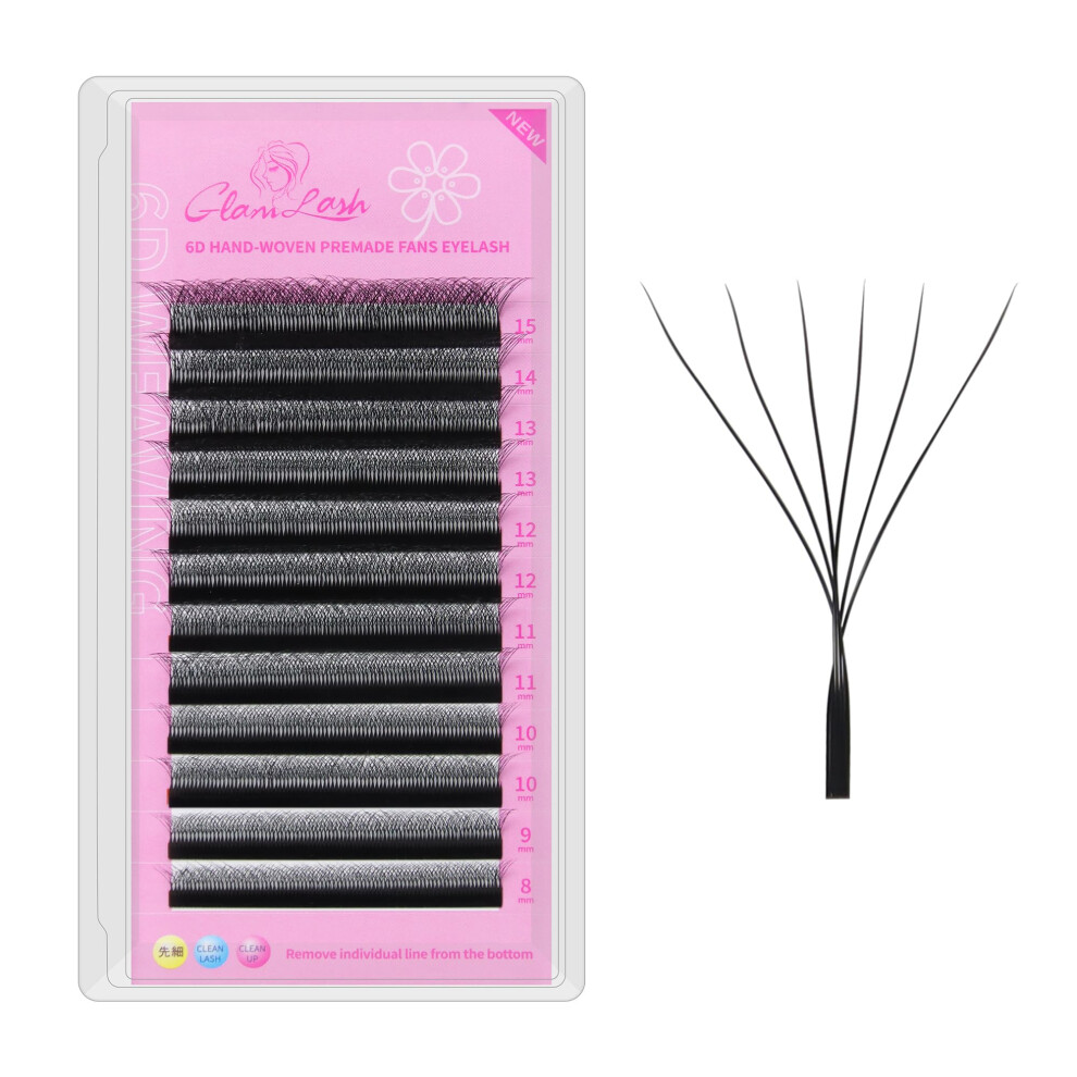 Glamlash 6D W Lash 0.07C Curl 8Mm Eyelash Extensions Premade Fans Professional Salon Supplies(6D,0.07C,8Mm)