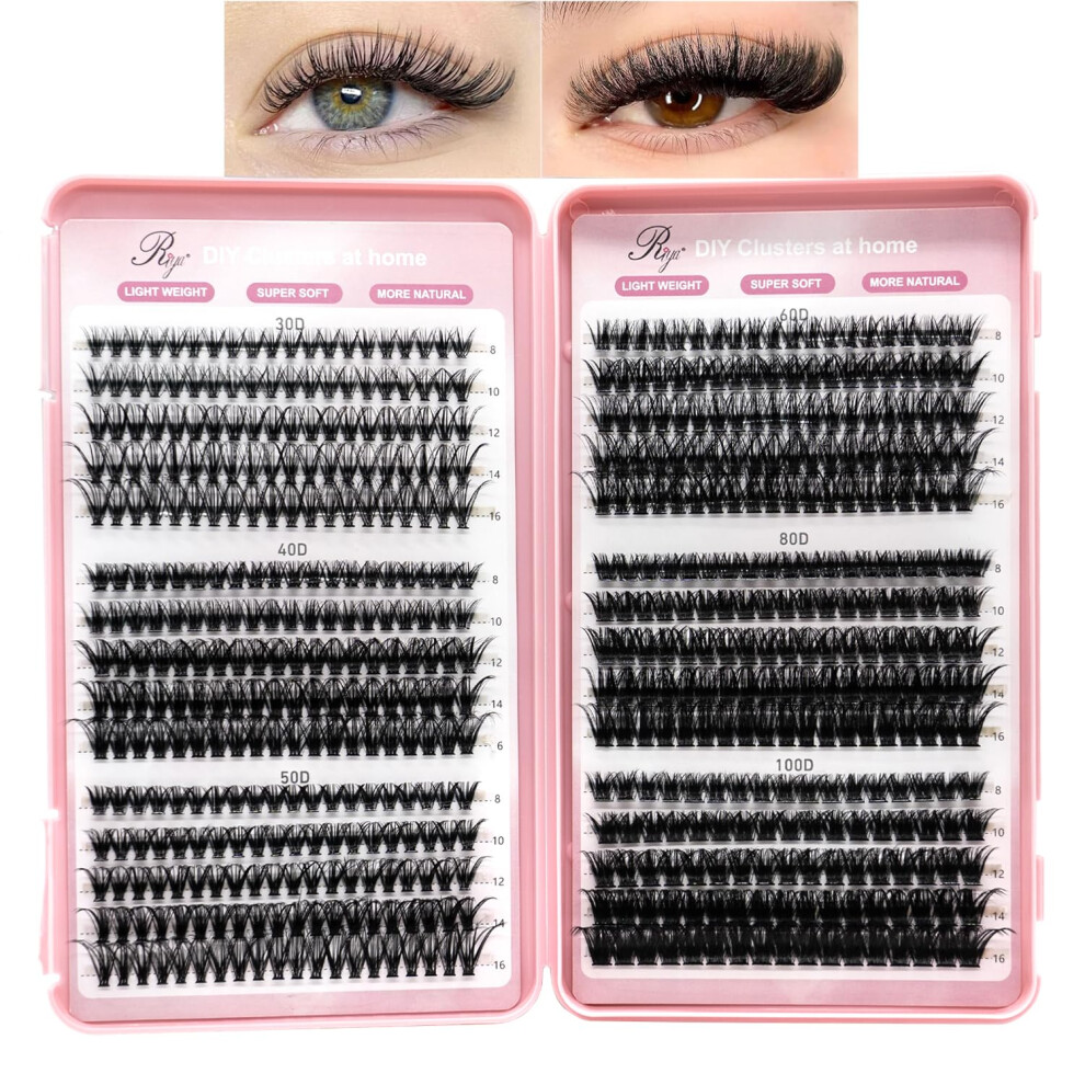 Riya 590Pcs Individual Eyelashes D Curl 8-16Mm Fluffy Russian Eyelashes Extension Natural Lash Clusters For Diy Lash Extensions At