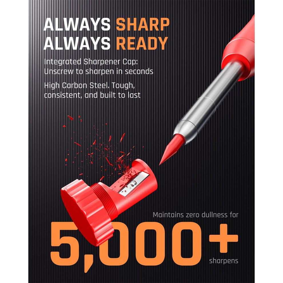 Nicpro 3 Pack Cp1000 Carpenter Pencil With Sharpener, Mechanical Carpenter Pencils With 39 Refills, Deep Hole Long Nib Marker Pens For Construction, 5008454427973