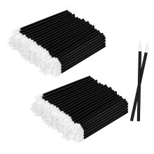 Alaoo Disposable Lip Brush Wands, 100Pcs Black Lip Brushes, Lips Applicators Wands Lipstick for Makeup Beauty Tool Make Up Brush Gloss Concealer