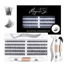Individual Lashes 120 Cluster Lashes 3D False Eyelashes Natural Look D Curl Reusable Fluffy Lash Extension Kit with Applicator and Lash Bond and Seal