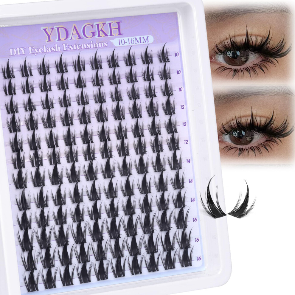 Ydagkh Anime Lash Clusters With Spikes Manga Eyelash Clusters Invisible Band Spiky Clusters Eyelash Extensions Natural Cluster Lashes Wispy 10-16Mm Diy Lash
