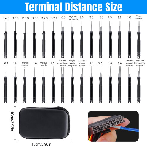 QINGHEC 30 Pcs Terminal Pin Removal Tool Kit, Pin Extractor Tool Set, Key Extractor Tool 1
