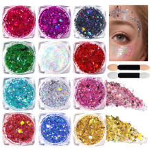 Teenitor Body Glitter Face Glitter Festival Hair Glitter Gel, 12 Colors of Glitter Gel for Face and Body Hair Makeup Rave