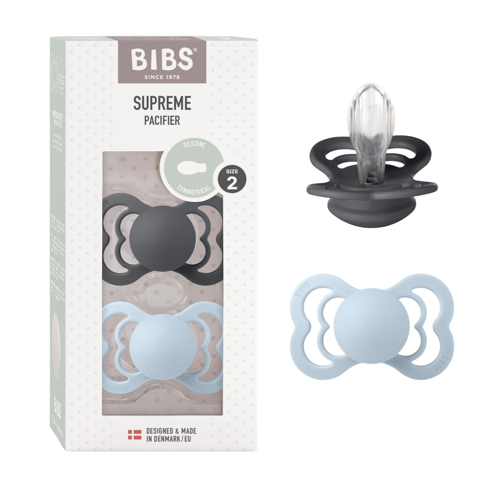 Bibs  Newborn Supreme Symmetrical Silicone Dummy - Iron / Bblue - 2 - Image 4