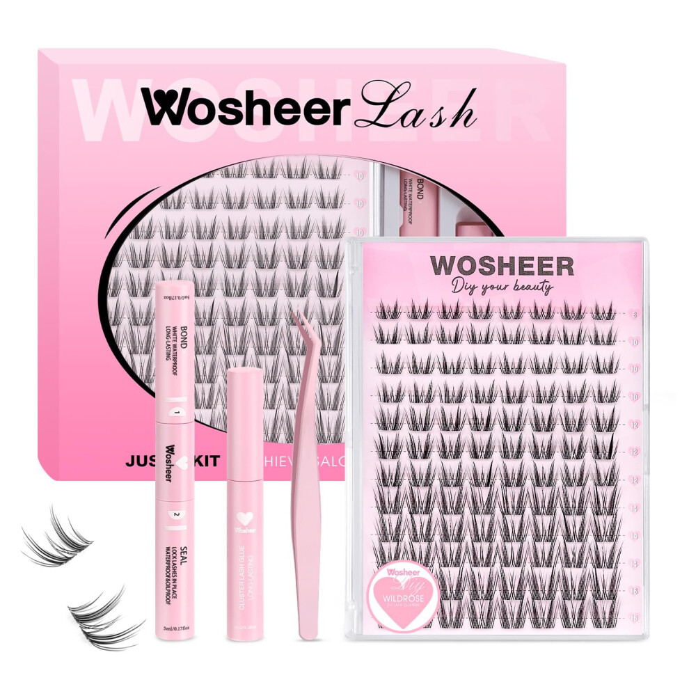 Wosheer Lashes Clusters Eyelashes Individual Kit Wispy Cluster Lashes Natural Lash Extension Kit Diy Individual Lash Extensions Kit D Curvature