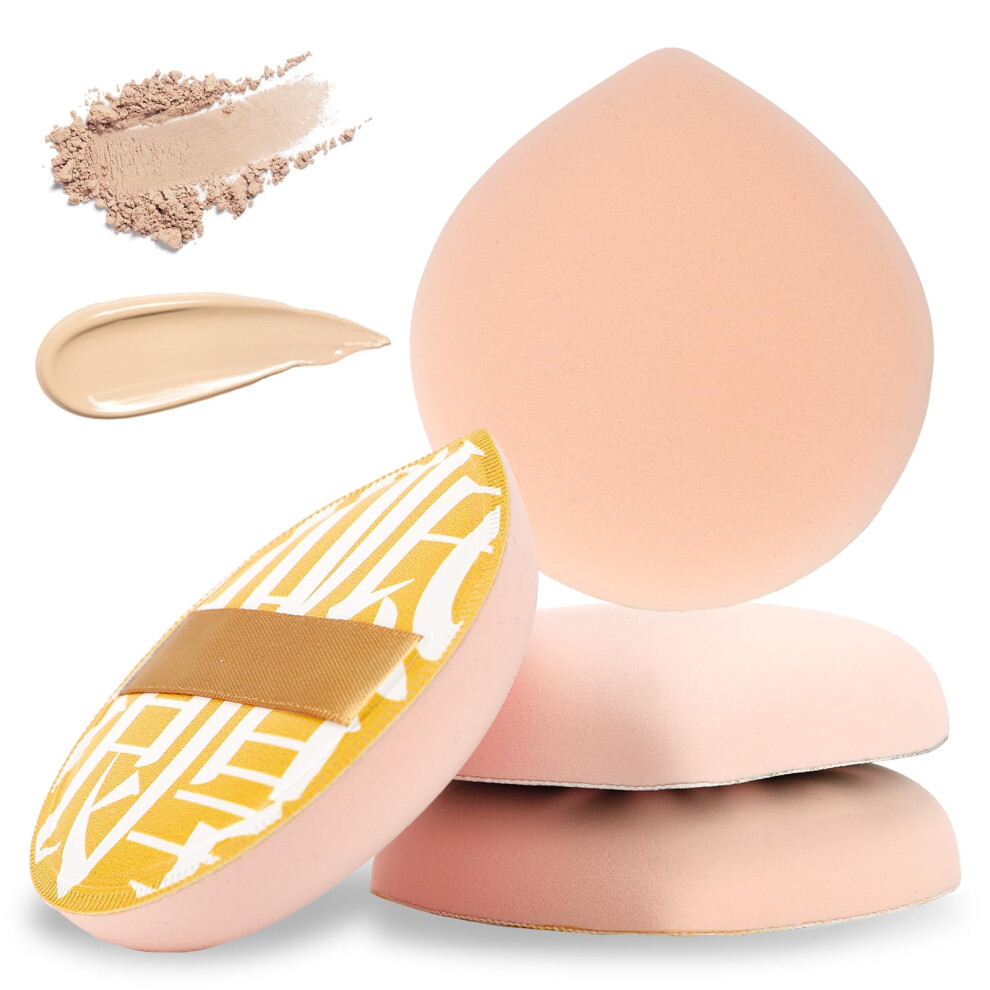 Mozeat Lens Large Makeup Puff For Face Powder,2 Pcs 3 Inches Teardrop Makeup Sponge Soft Foundation Sponge Make Up Sponges For Face Foundation,Concealer,Liquid