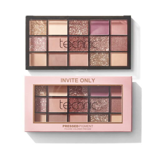 Technic Technic Invite Only Eyeshadow Palette - 15 Blendable Shades with Highly Pigmented Glitters