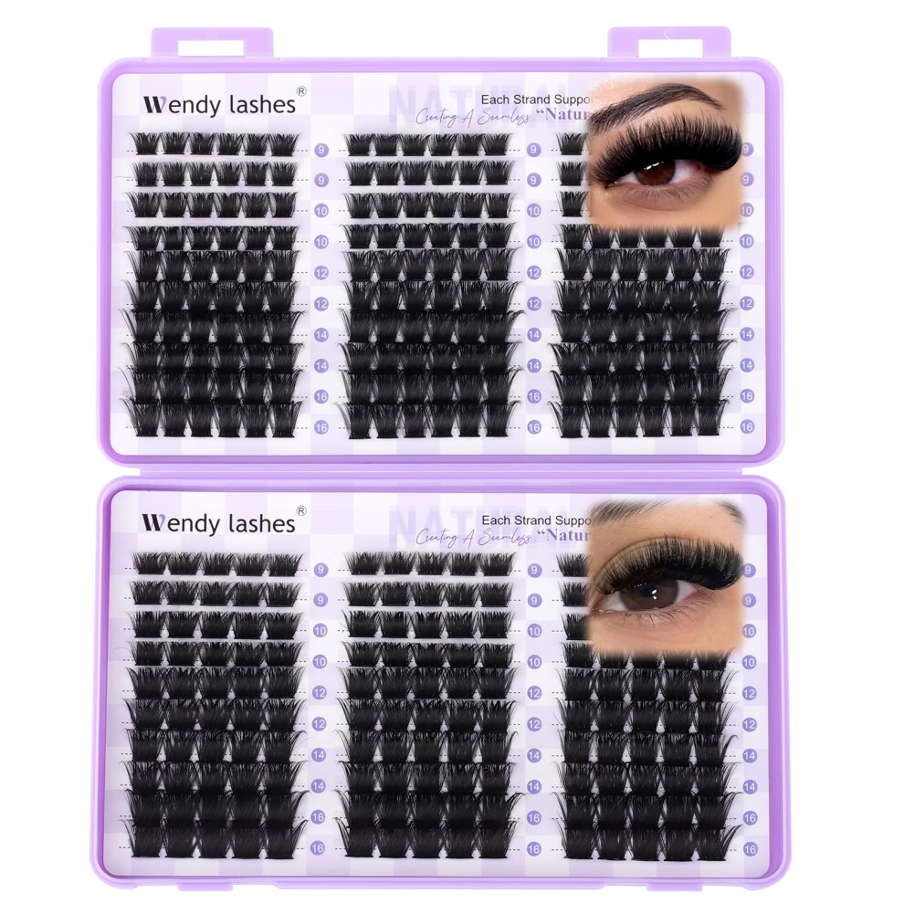Wendy Lashes Cluster Lashes 150D+200D Mix 9-16Mm D Curl, Individual Lashes 60 Rows Eyelash Book, Wispy Natural Lash Clusters For Diy Lash Extension(150D+200D-916)