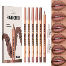 6 PCS Lip Liner Pencil Set - Matte Nude Lip Contour Lipliner, Waterproof Long Lasting Lipstick Lip Liner Set, Smudge-Proof Lip Liner Pen (# New 02)