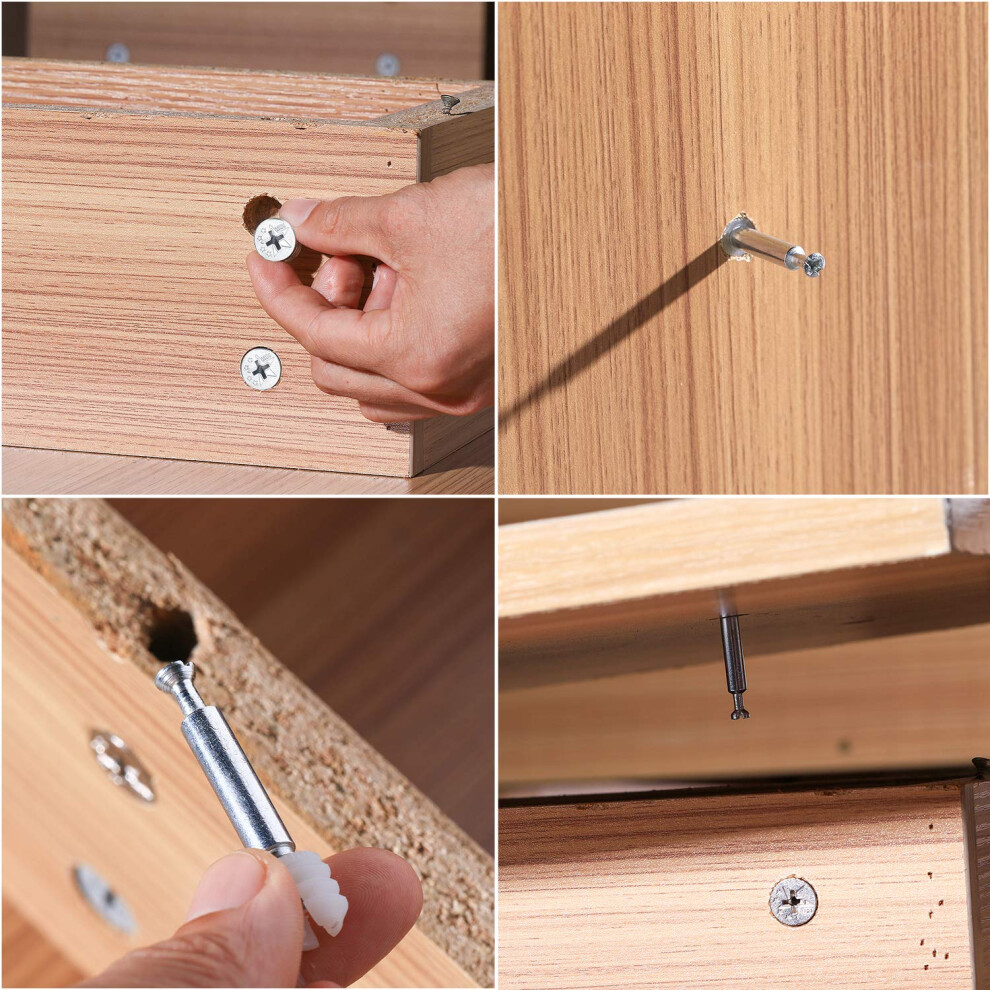 20Pcs 3-In-1 Furniture Connection Kit, Eccentric Cam Lock Ã15Mm And M6x40mm Dowel Screws, Pre-Inserted Ã11Mm Plastic Nut 5051226623202