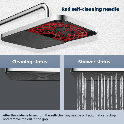 Hibbent Self-Cleaning Rainfall Shower Heads, 12 * 8 Inch, Black Panel 1