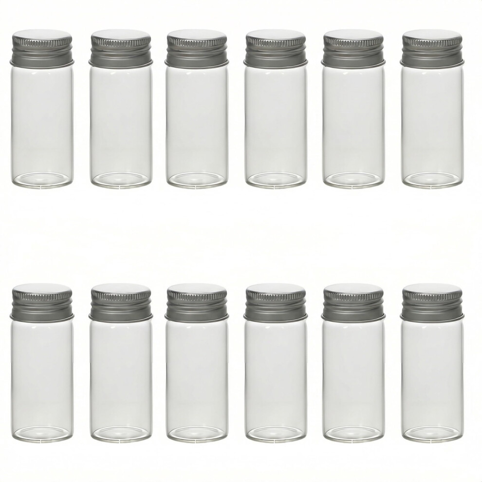 Topwel 12Pcs 30Ml Vials Clear Glass Bottles Sample Empty Candy Jars With Aluminum Screw Lids Refillable Mini Container Storage Wishing Message Bottle