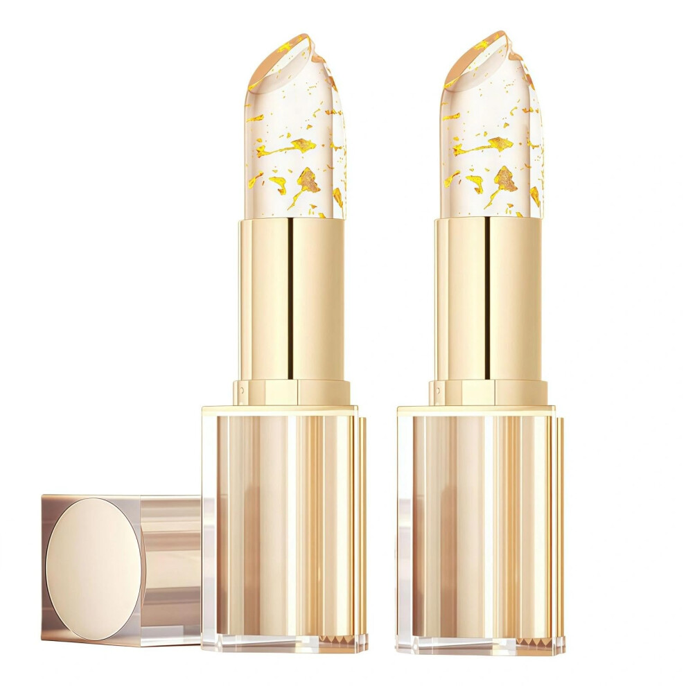 Sincereal Gold 2Pcs Colour Changing Lipstick, Ph Adjusting Lipstick With Foil, Transfer Proof & Long Lasting Moisturizing Clear Lip Stick, Hydrating, Glossy