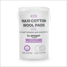 by Amazon Maxi Cotton Wool Pads, Dual Texture, 100% Cotton, 50 Pads